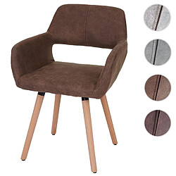 Mendler Chaise de salle à manger HWC-A50 II, fauteuil, design rétro des années 50 ~ tissu, marron