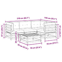 vidaXL Salon de jardin 5 pcs avec coussins bois de pin massif pas cher