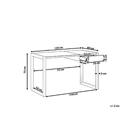 Avis Beliani Bureau blanc / effet bois clair 120 x 60 cm avec tiroir JENKS