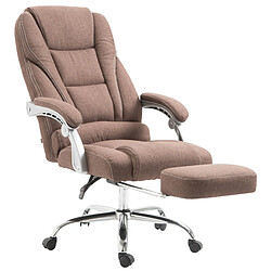 Acheter Decoshop26 Fauteuil de bureau sur roulettes avec repose-pieds et hauteur ajustable pivotant en tissu marron 10_0002586