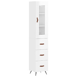 Maison Chic Buffet,Meuble de Rangement,commode pour salon,Cuisine Blanc brillant 34,5x34x180 cm Bois d'ingénierie -MN23115