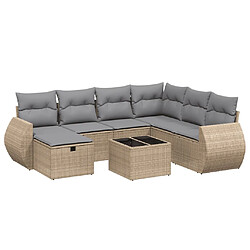 vidaXL Salon de jardin avec coussins 8pcs mélange beige résine tressée