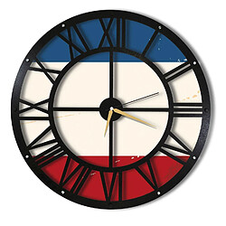 Homemania Horloge murale en métal Wall Tricolore - Diam. 50 cm - Noir Home Mania - Horloge murale en métal Wall Tricolore - Diam. 50 cm - Noir - Design