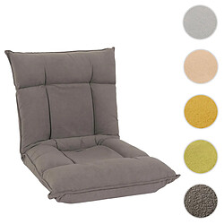 Mendler Fauteuil de sol HWC-N44, fauteuil de relaxation Coussin de sol Canapé de sol Fauteuil pliant 6 positions de relaxation, structure stable en velours ~ gris foncé