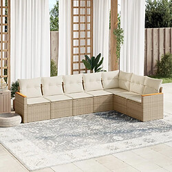 Maison Chic Salon de jardin avec coussins 7 pcs, Ensemble Tables et chaises de jardin, beige résine tressée -GKD841242