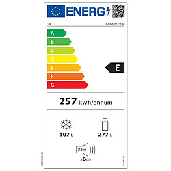 Réfrigérateur combiné 60cm 384l ventilé - GBB62PZJEN - LG