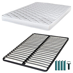 Ebac Matelas mousse + Sommier métal C220 140x190 Marly - Hauteur 15 cm - Soutien ferme