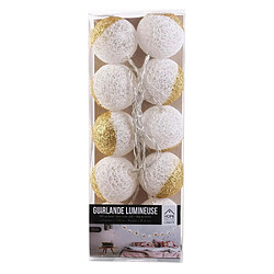 Home Deco Light Guirlande lumineuse boules pailletées 10 leds (Lot de 2) blanc, doré.