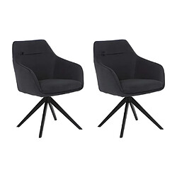 Vente-Unique Lot de 2 chaises pivotantes MUSE - Avec accoudoirs - Tissu - Anthracite