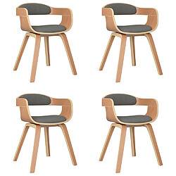 vidaXL Chaises à manger lot de 4 gris clair bois courbé et tissu