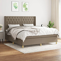 vidaXL Sommier à lattes de lit avec matelas Taupe 160x200 cm Tissu