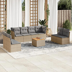 vidaXL Salon de jardin avec coussins 9pcs mélange beige résine tressée