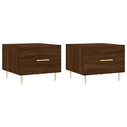 vidaXL Tables basses 2 pcs chêne marron 50x50x40 cm bois d'ingénierie