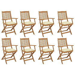 vidaXL Chaises pliables d'extérieur et coussins lot de 8 Bois d'acacia