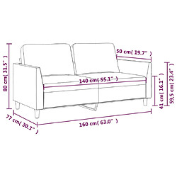 vidaXL Canapé à 2 places Gris 140 cm Similicuir pas cher