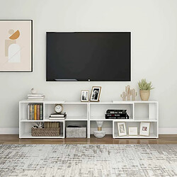 Avis Maison Chic Meuble TV scandinave - Banc TV pour salon Blanc brillant 149x30x52 cm Aggloméré -MN16156