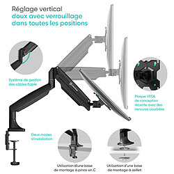 Acheter ONKRON Bras Double Ecran PC pour 13" - 32" Moniteur, Support Ecran PC 2 Ecran Poids de 9 kg Chacun - Pied Ecran PC Double VESA 75x75 - 100x100 mm/Bras Ecran Inclinable Pivotant Orientable G200-B Noir