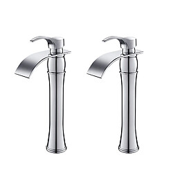 Cecipa MAX Auralum max 2PCS Robinet de Lavabo Haut, Robinet de Lavabo Cascade, Mélangeur d'eau Chaude et Froide à Levier Unique, Chrome - EU Modèle