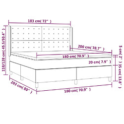 vidaXL Sommier à lattes de lit avec matelas Gris foncé 180x200cm Tissu pas cher