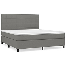 vidaXL Sommier à lattes de lit avec matelas Gris foncé 160x200cm Tissu