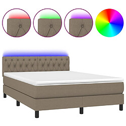 Sommier à lattes LED,Cadre à lattes de lit avec matelas pour Adulte Taupe 140x190 cm Tissu -MN77184