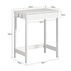 Avis SoBuy FWT43-W Table Bureau informatique Secrétaire avec 1 tiroir et 2 crochets