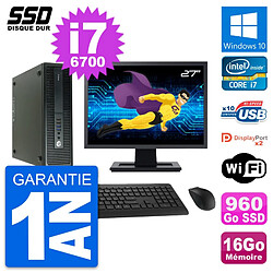 PC HP 600 G2 SFF Ecran 27" Intel Core i7-6700 RAM 16Go SSD 960Go Windows 10 Wifi · Occasion 