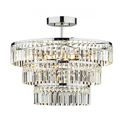 Luminaire Center Plafonnier Rowena cristal et chrome poli 3 ampoules