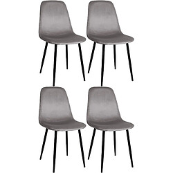 Decoshop26 Lot de 4 chaises de salle à manger design simple avec pieds en métal noir et assise en tissu gris 10_0001830 