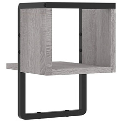 vidaXL Étagère murale avec barre sonoma gris 20x25x30 cm pas cher