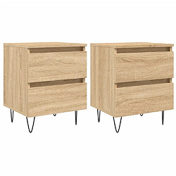 Maison Chic Lot de 2 Tables de chevet,Table de nuit,Table d'appoint pour salon chêne sonoma 40x35x50 cm bois ingénierie -MN42555