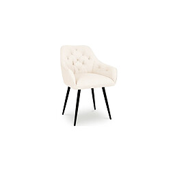 Avis ICONIK INTERIOR Chaise de salle à manger avec accoudoirs - Rembourrée en Bouclé Premium - Alene Blanc