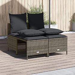 vidaXL Salon de jardin 4 pcs avec coussins gris résine tressée