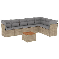 vidaXL Salon de jardin avec coussins 8pcs mélange beige résine tressée