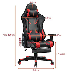 Decoshop26 Chaise gaming fauteuil de bureau hauteur ajustable et dossier inclinable repose pieds inclus rouge 20_0000395 pas cher