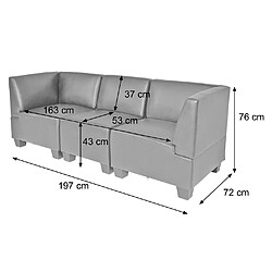 Mendler Canapé 3 places lounge/salon Lyon, modulable, simili-cuir ~ noir