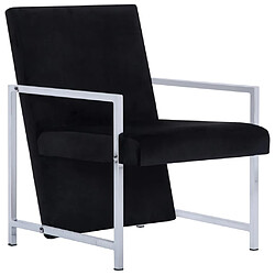 Helloshop26 Fauteuil chaise siège lounge design club sofa salon avec pieds en chrome noir velours 1102279 