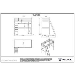 Acheter VIPACK Lit haut avec fauteuil et bibliothèque blanc