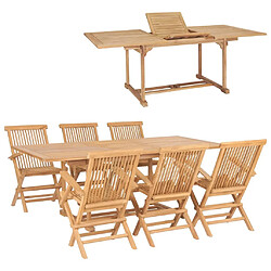 Maison Chic Mobilier de salle à manger d'extérieur,Meuble à dîner d'extérieur 7 pcs 150-200x100x75 cm Teck massif -GKD876300