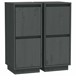 Maison Chic Ensemble de 2 Buffets,commode,console pour rangement Gris 31,5x34x75 cm Bois massif de pin -MN22036