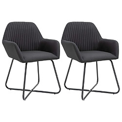 Decoshop26 Lot de 2 chaises de salle à manger cuisine design moderne tissu noir CDS020863 