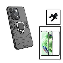 PHONECARE Kit Film Verre Trempé 5D Full Cover + Coque 3X1 Military Defender + Support Renforcé pour OnePlus Ace 2V - Noir 