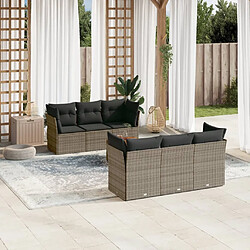 vidaXL Salon de jardin avec coussins 7 pcs gris résine tressée 