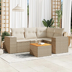 vidaXL Salon de jardin avec coussins 5 pcs beige résine tressée 