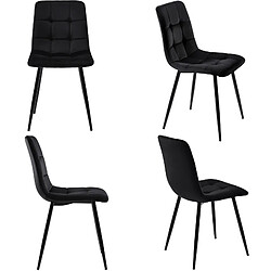 Universal Lot de 4 chaises de salle à manger scandinaves, Velours, structure en métal, chaise longue rembourrée - Noir 