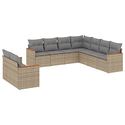 vidaXL Salon de jardin avec coussins 9pcs mélange beige résine tressée