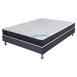 Ebac Matelas ressort + Sommier Omega Volcan 160x200 Rubis - H. 21 cm - Soutien très ferme