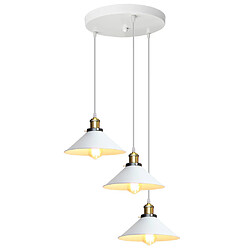 Stoex Suspension Luminaire Edison 3 Têtes Métal Fer Blanc , Lampes Vintage Industrial Plafonnier Luminaire E27 Rétro Salle de Salle à Manger Chambre