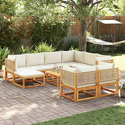 vidaXL Salon de jardin avec coussins 10 pcs bois d'acacia solide