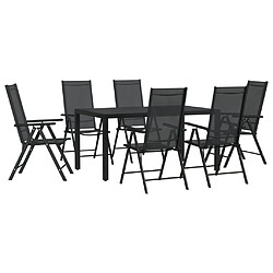 vidaXL Ensemble à manger de jardin 7 pcs noir aluminium